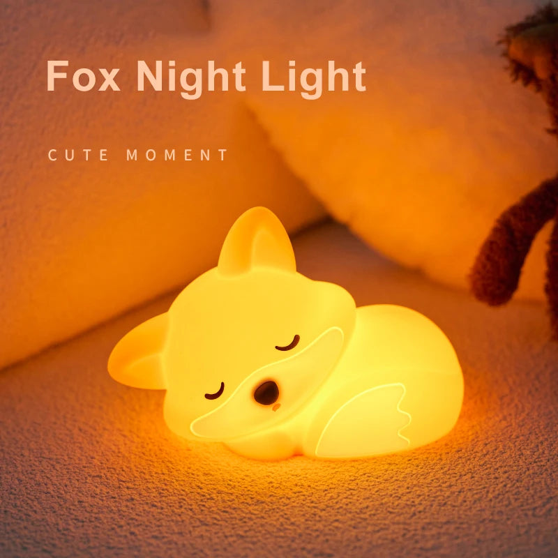 Fox LED Night Light – Silicone USB Rechargeable Lamp for Kids & Home Decor
