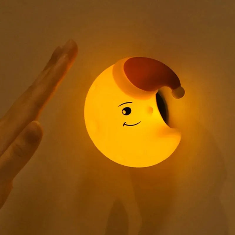 Mini LED Night Light – USB Rechargeable Star & Moon Silicone Lamp