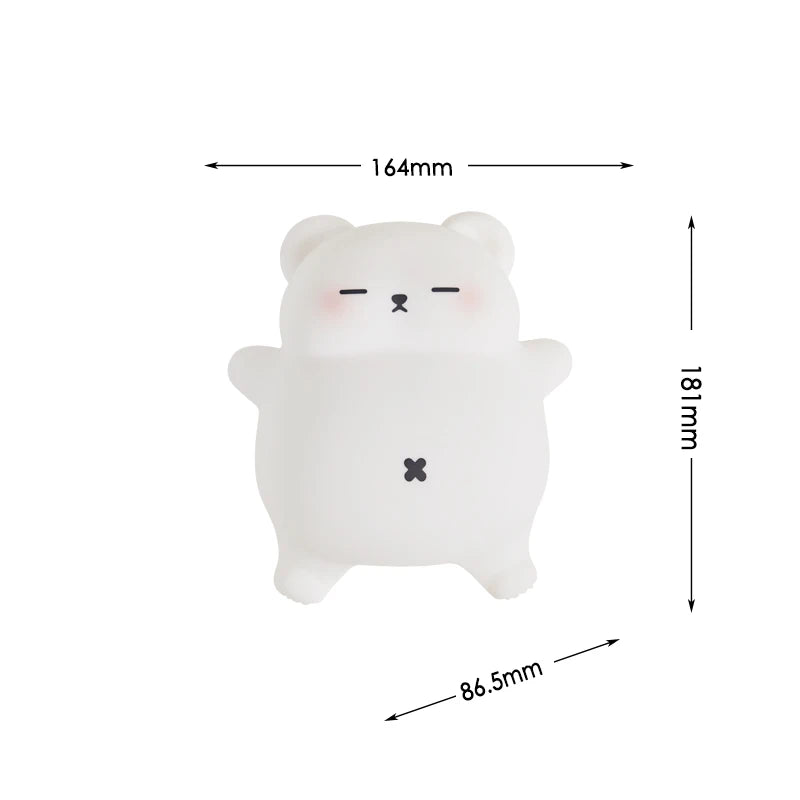 Cute Bear Silicone Night Light – USB Rechargeable Lamp