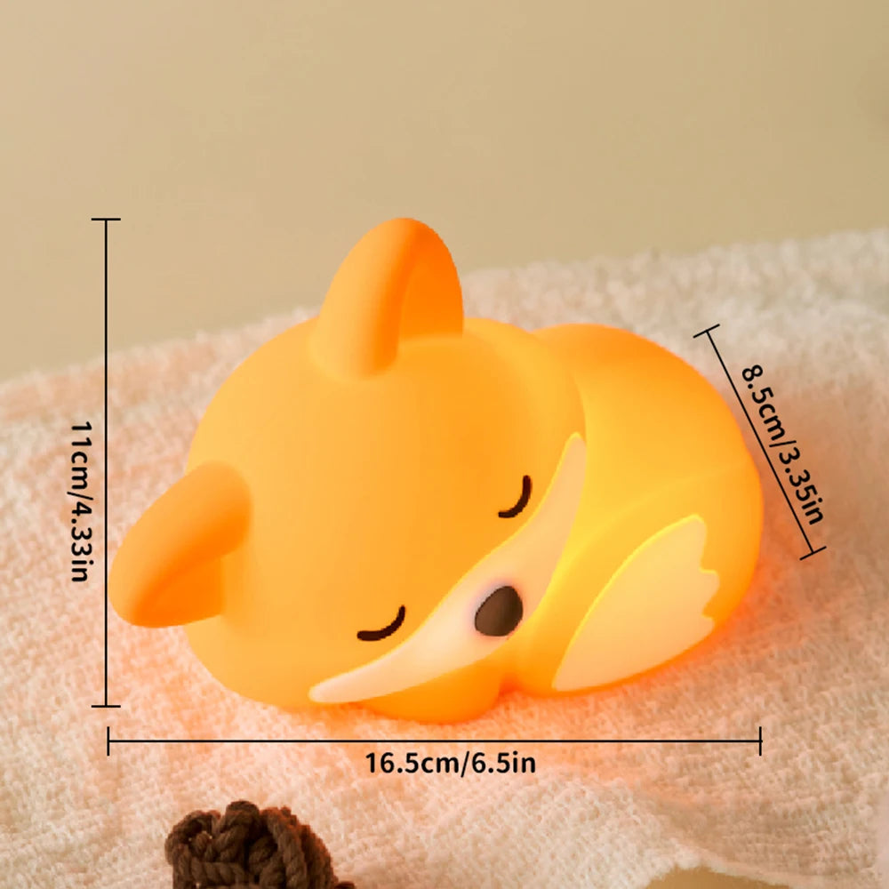 Fox LED Night Light – Silicone USB Rechargeable Lamp for Kids & Home Decor
