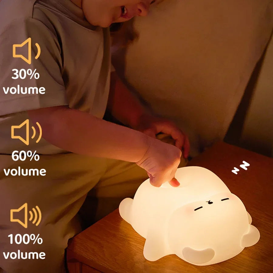 Cute Bear Silicone Night Light – USB Rechargeable Lamp