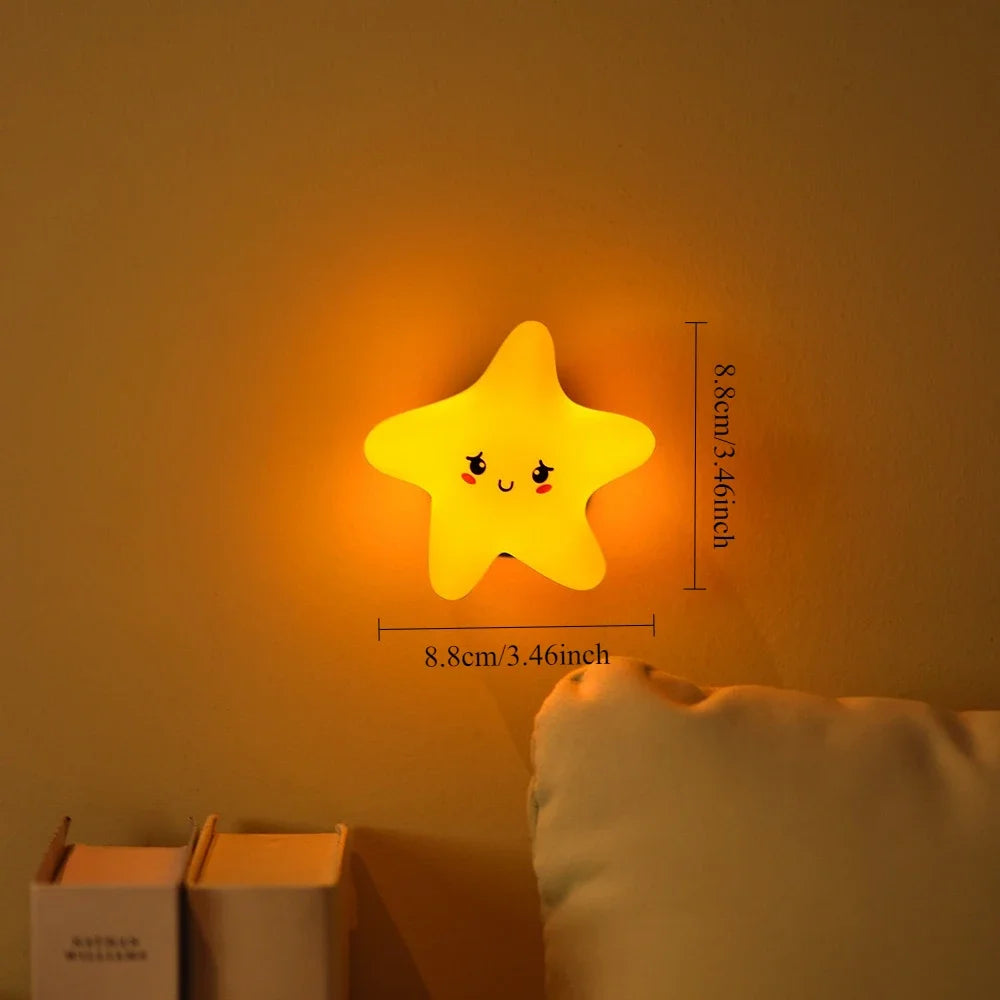 Mini LED Night Light – USB Rechargeable Star & Moon Silicone Lamp