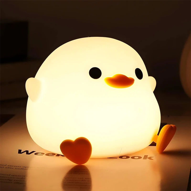DoDo Duck LED Night Light – Silicone Touch Rechargeable Bedside Lamp for Kids
