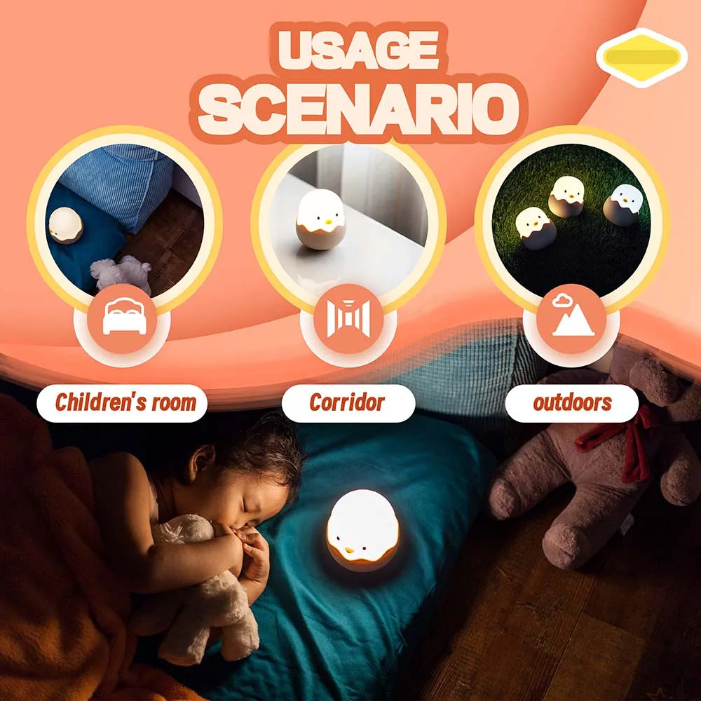 Duck LED Night Light – Silicone Touch USB Rechargeable Lamp for Kids’ Bedroom