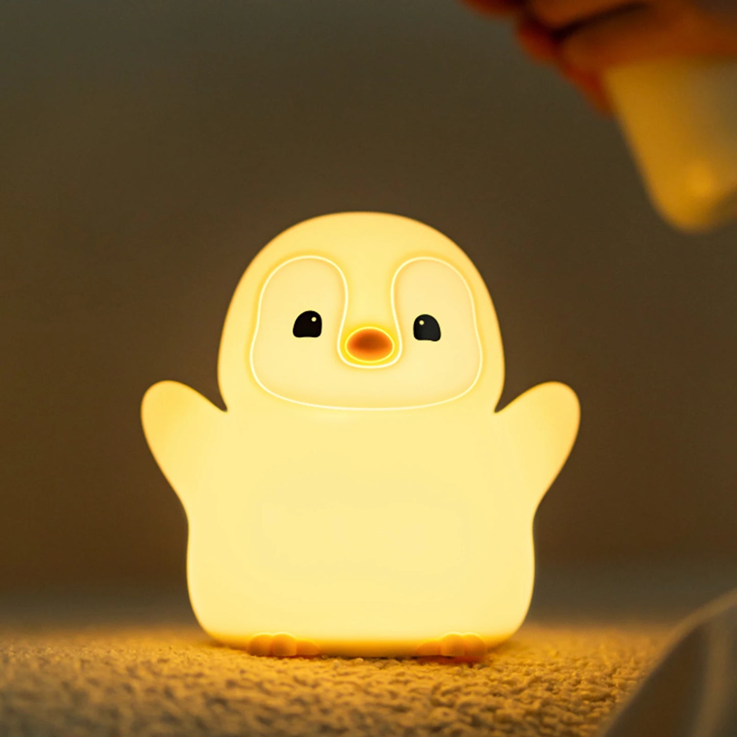 Penguin LED Night Light – Rechargeable Bedside Lamp for Kids & Nursery