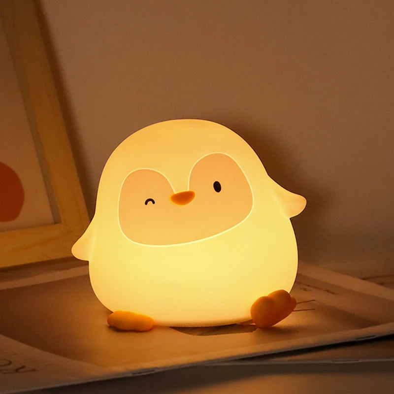 Penguin Silicone Night Light – USB Rechargeable LED Lamp