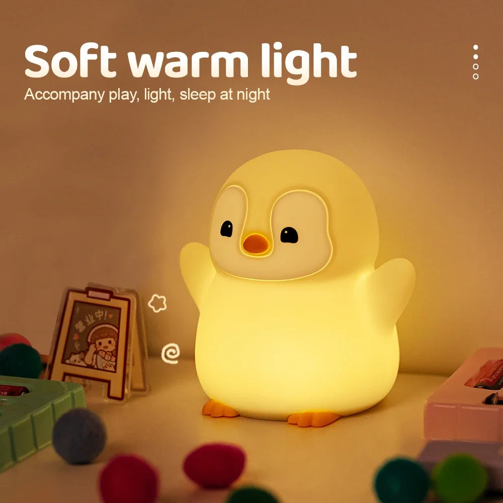 Penguin LED Night Light – Rechargeable Bedside Lamp for Kids & Nursery