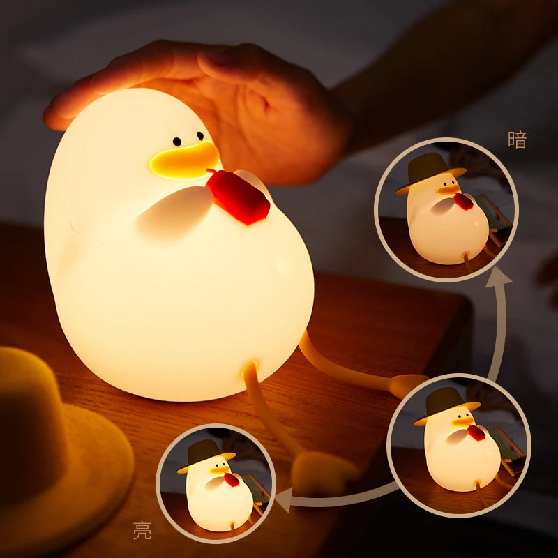 Rechargeable LED Duck Night Light – Silicone Dimmable Bedside Lamp for Kids