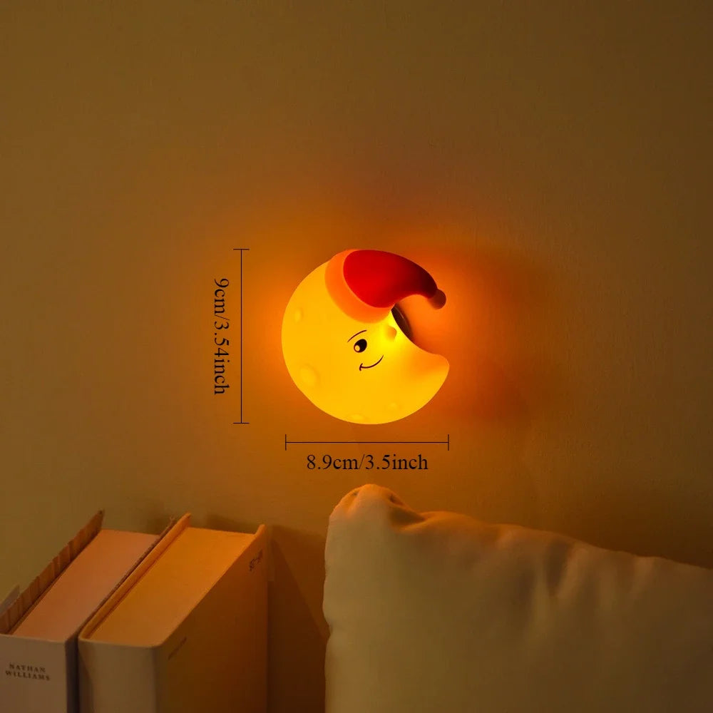 Mini LED Night Light – USB Rechargeable Star & Moon Silicone Lamp