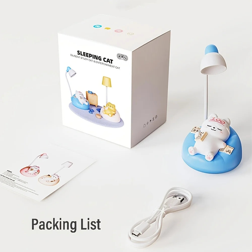 Cute Cat Silicone Night Light – Rechargeable Bedside Lamp