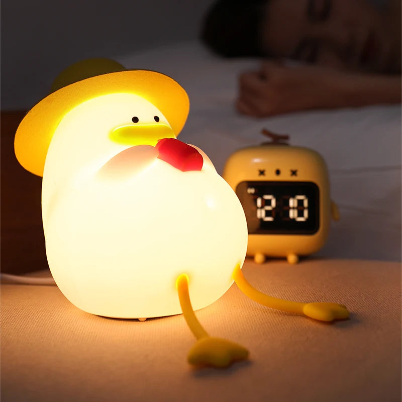 Rechargeable LED Duck Night Light – Silicone Dimmable Bedside Lamp for Kids