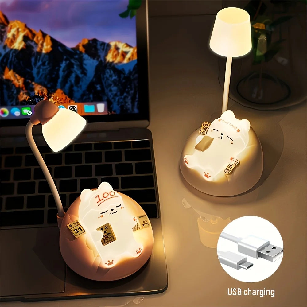 Cute Cat Silicone Night Light – Rechargeable Bedside Lamp