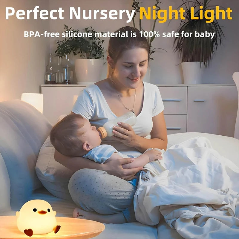 DoDo Duck LED Night Light – Silicone Touch Rechargeable Bedside Lamp for Kids