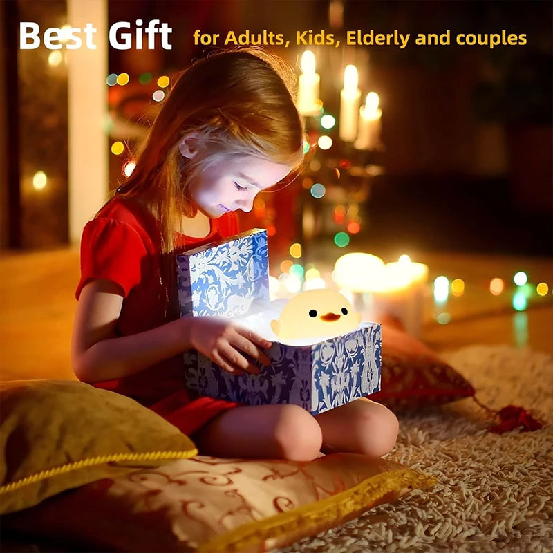 DoDo Duck LED Night Light – Silicone Touch Rechargeable Bedside Lamp for Kids