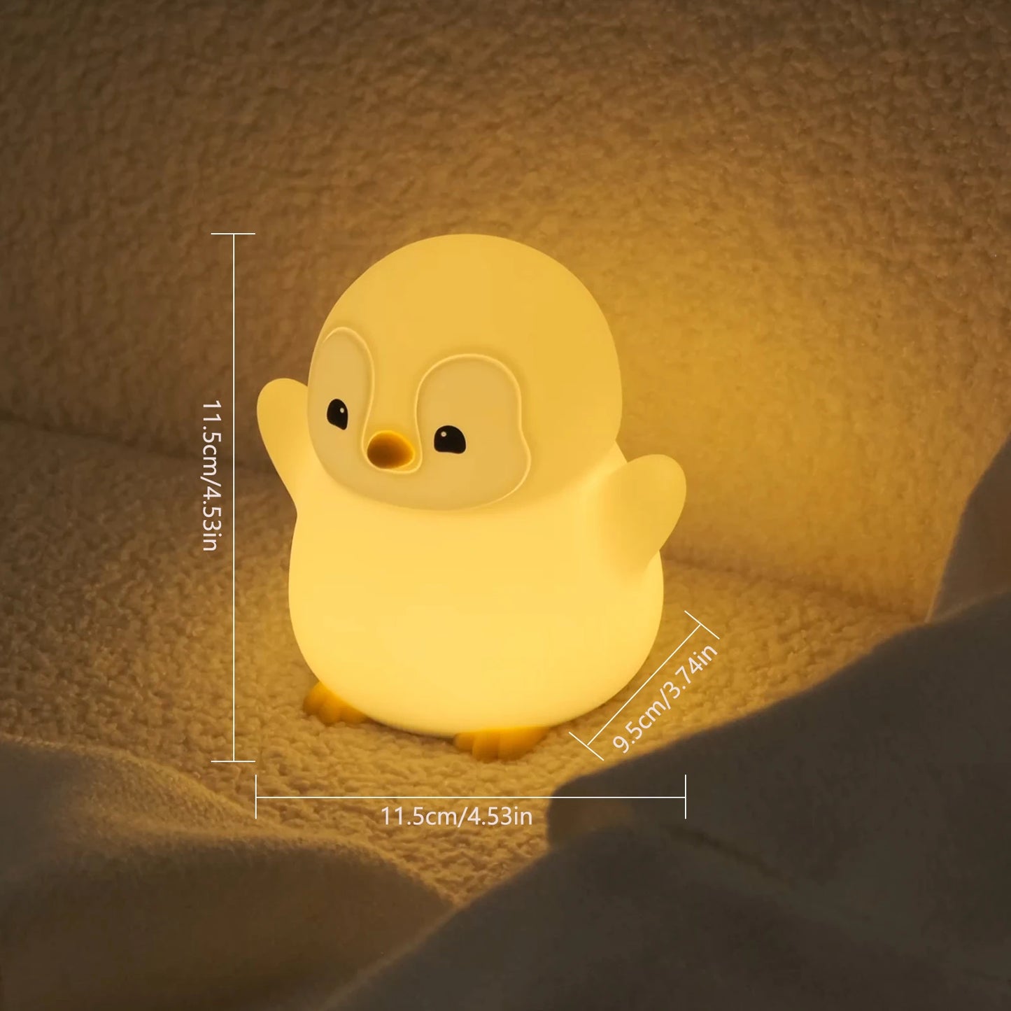Penguin LED Night Light – Rechargeable Bedside Lamp for Kids & Nursery