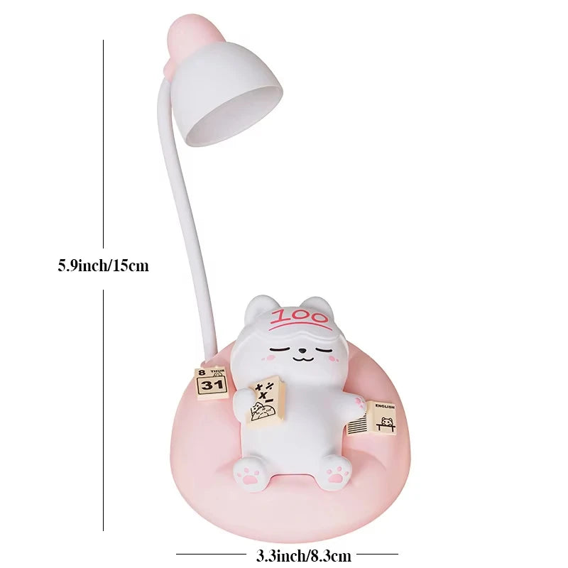 Mini Cat LED Desk Lamp – USB Rechargeable Dimmable Night Light