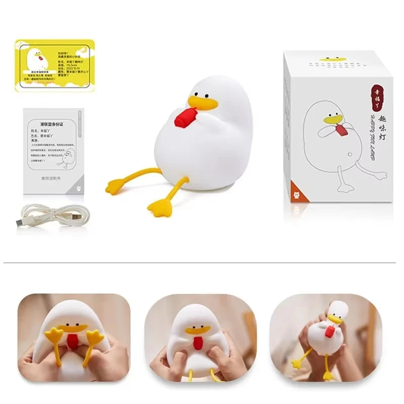 Rechargeable LED Duck Night Light – Silicone Dimmable Bedside Lamp for Kids