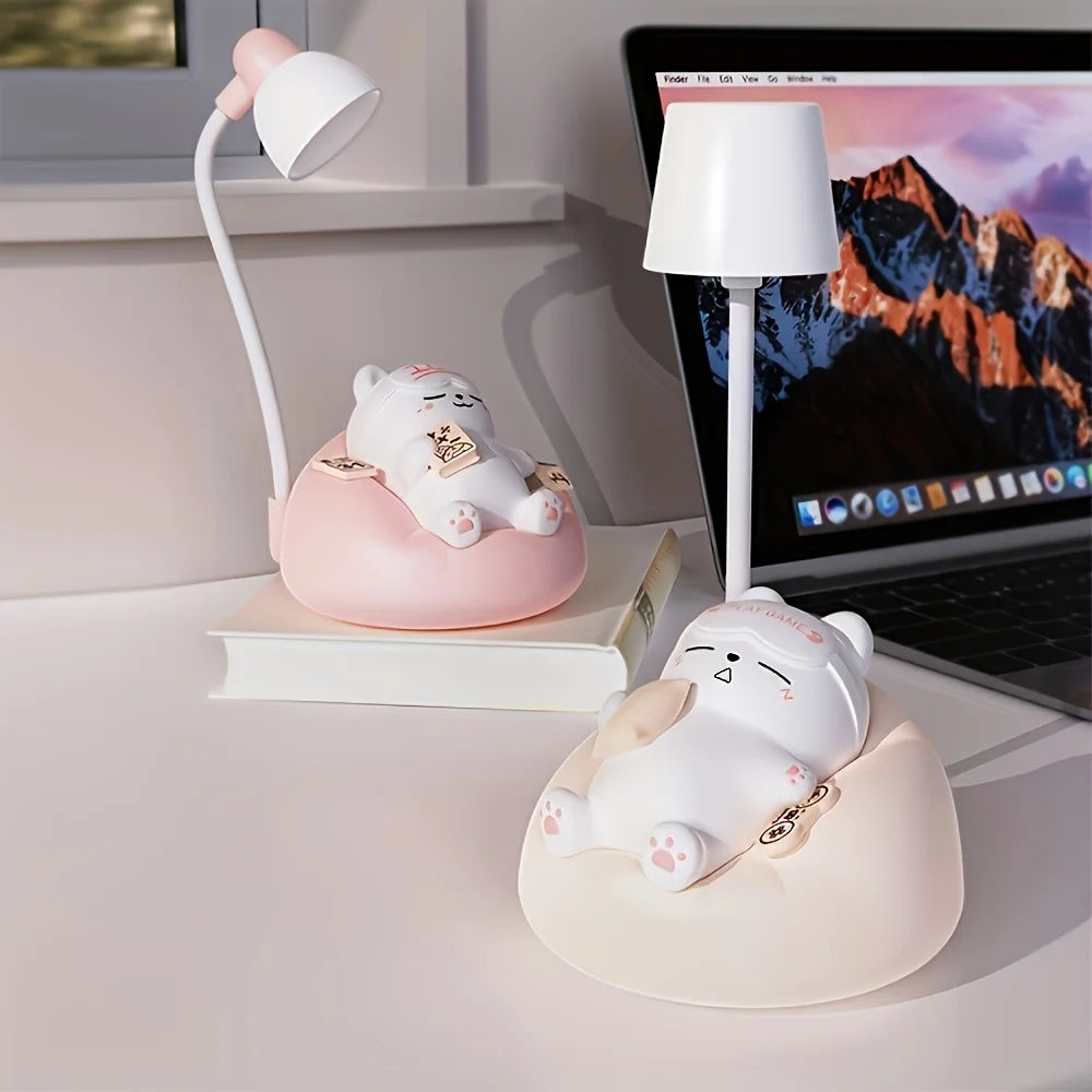 Cute Cat Silicone Night Light – Rechargeable Bedside Lamp