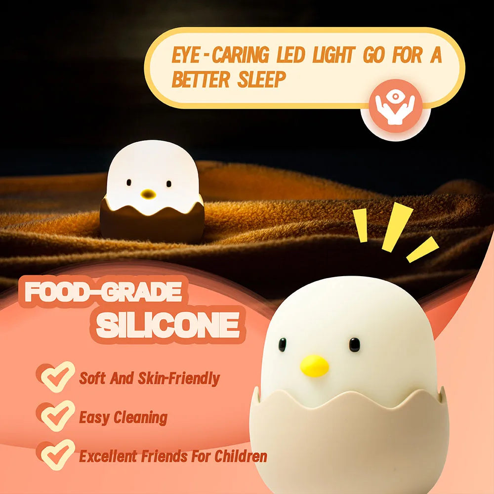 Duck LED Night Light – Silicone Touch USB Rechargeable Lamp for Kids’ Bedroom