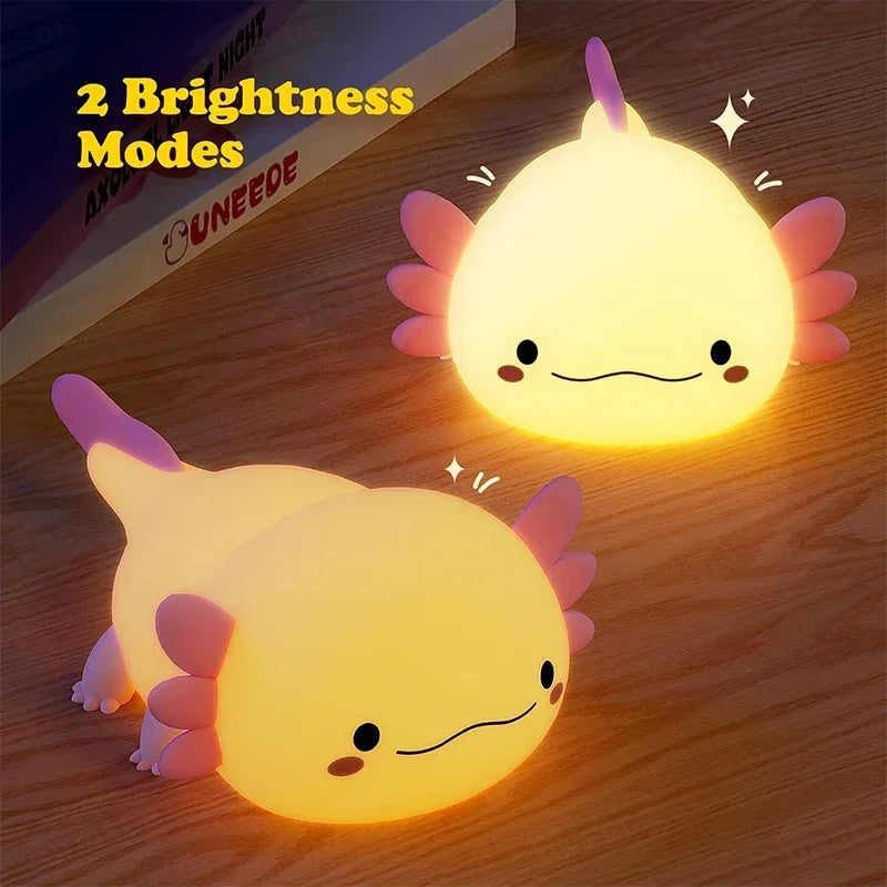 Axolotl LED Night Light – Silicone Touch USB Rechargeable Lamp for Kids