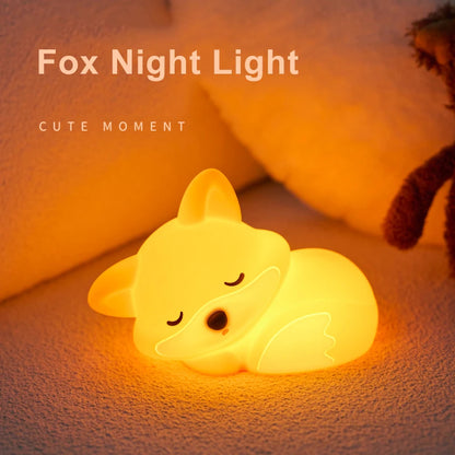 Fox LED Night Light – Silicone USB Rechargeable Lamp for Kids & Home Decor