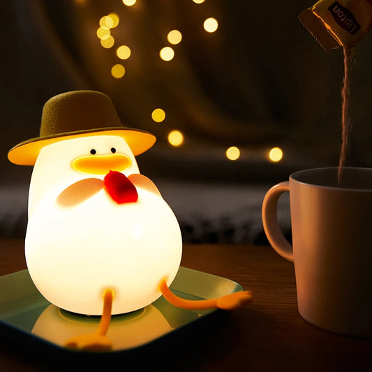 Rechargeable LED Duck Night Light – Silicone Dimmable Bedside Lamp for Kids