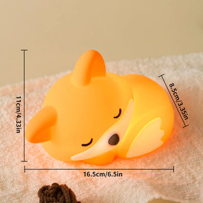 Fox LED Night Light – Silicone USB Rechargeable Lamp for Kids & Home Decor