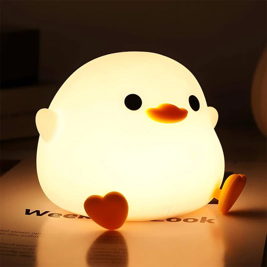 DoDo Duck LED Night Light – Silicone Touch Rechargeable Bedside Lamp for Kids