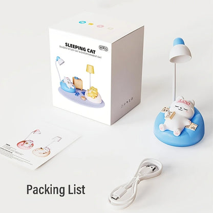 Cute Cat Silicone Night Light – Rechargeable Bedside Lamp