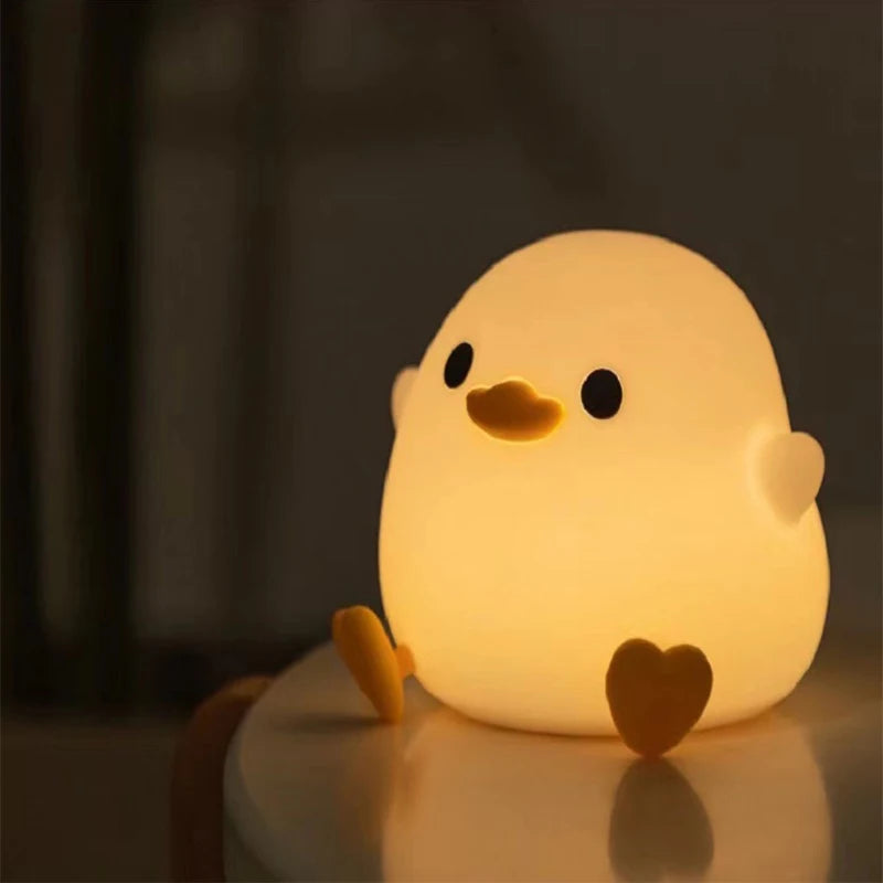 DoDo Duck LED Night Light – Silicone Touch Rechargeable Bedside Lamp for Kids
