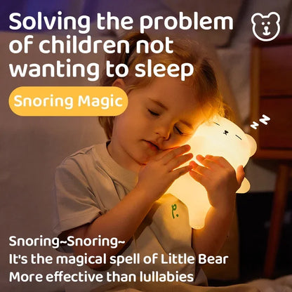 Cute Bear Silicone Night Light – USB Rechargeable Lamp